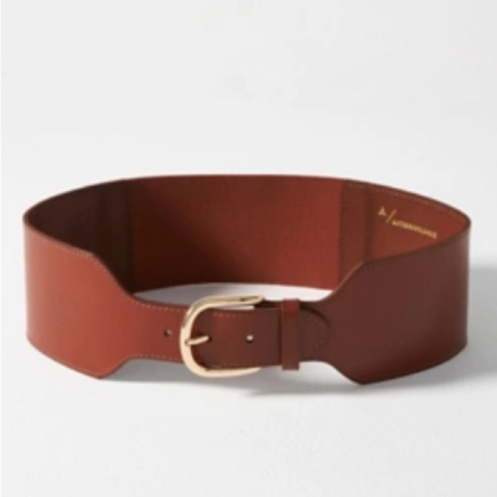 Anthropologie Tabitha Corset Leather Elastic Belt Cedar Size Large New With Tags